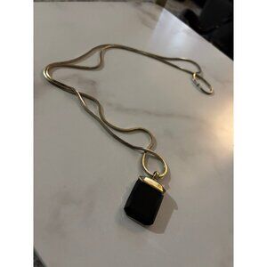 black onyx pendant necklace with a rectangular stone